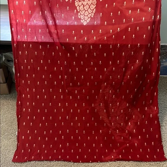 Ich*cha Red and White Patterned Curtain style is Shanti. Block print natural dye - Picture 5 of 10